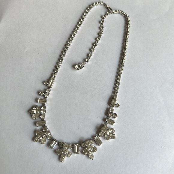 Sherman Vintage Rhinestone Crystal Silver Choker Statement Necklace - Picture 8 of 16